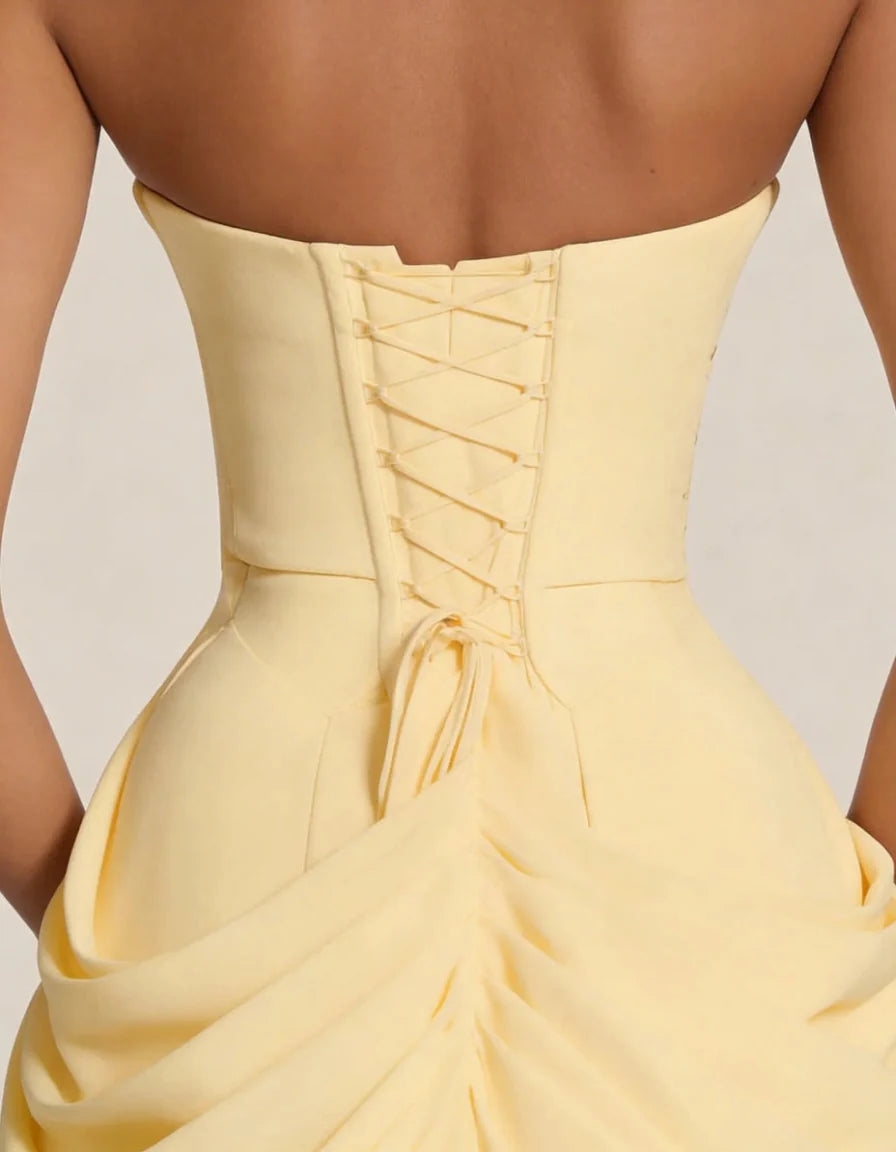 The Dhalia — Draped Strapless Evening Gown