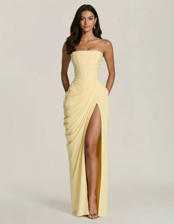 The Dhalia — Draped Strapless Evening Gown