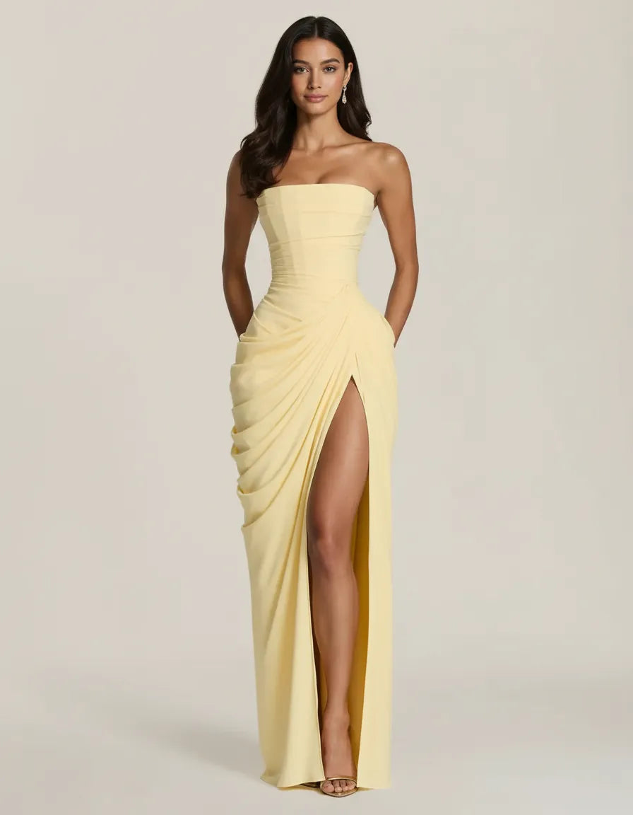 The Dhalia — Draped Strapless Evening Gown