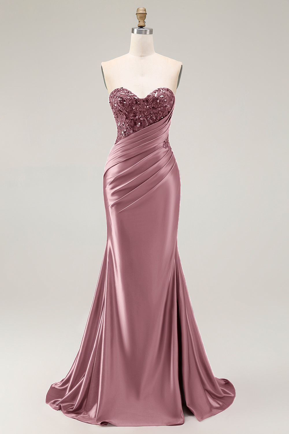 Sparkly Red Sweetheart Mermaid Long Prom Dress with Sequins