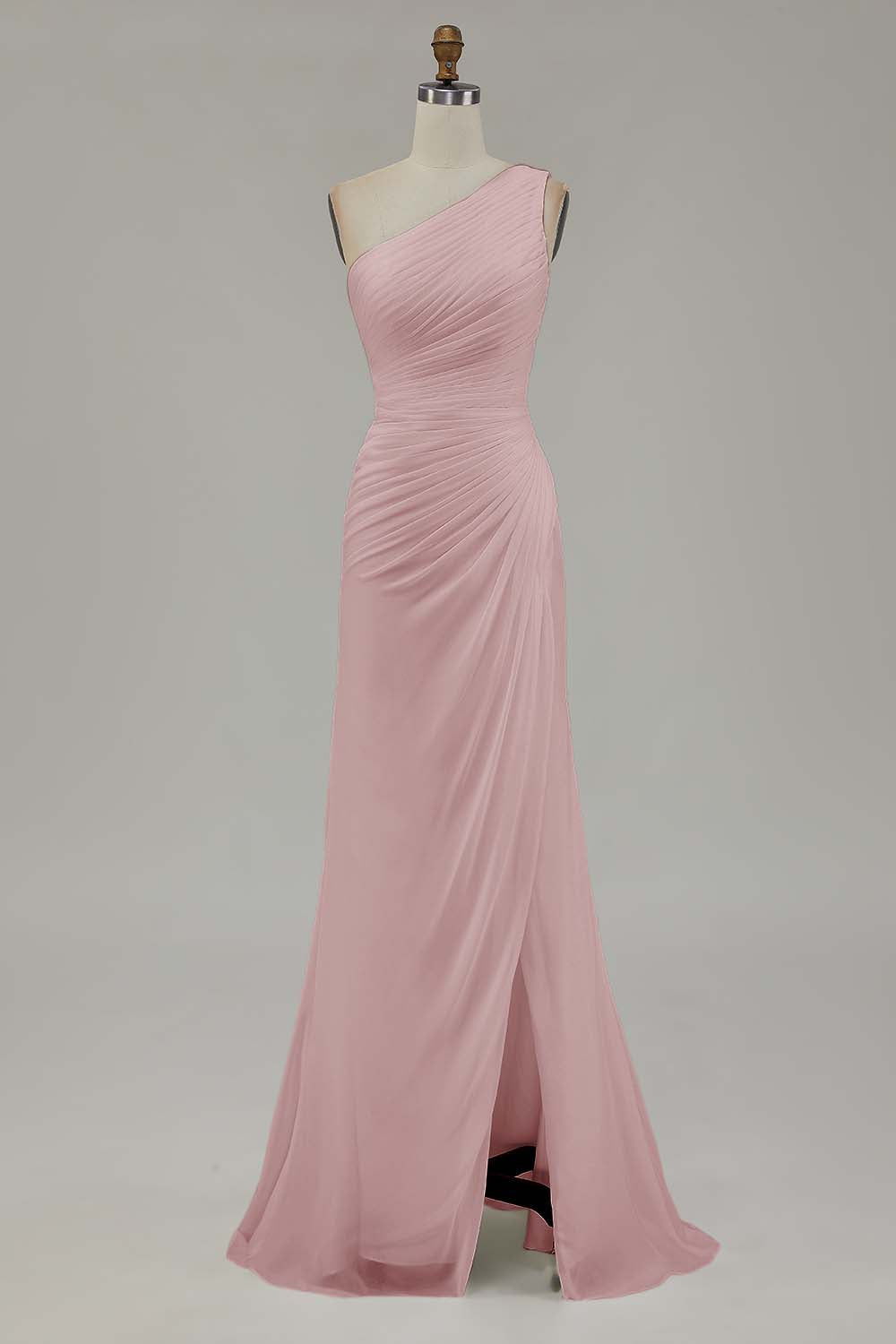 Sky Blue One Shoulder Beach Maxi Formal Dress with Slit