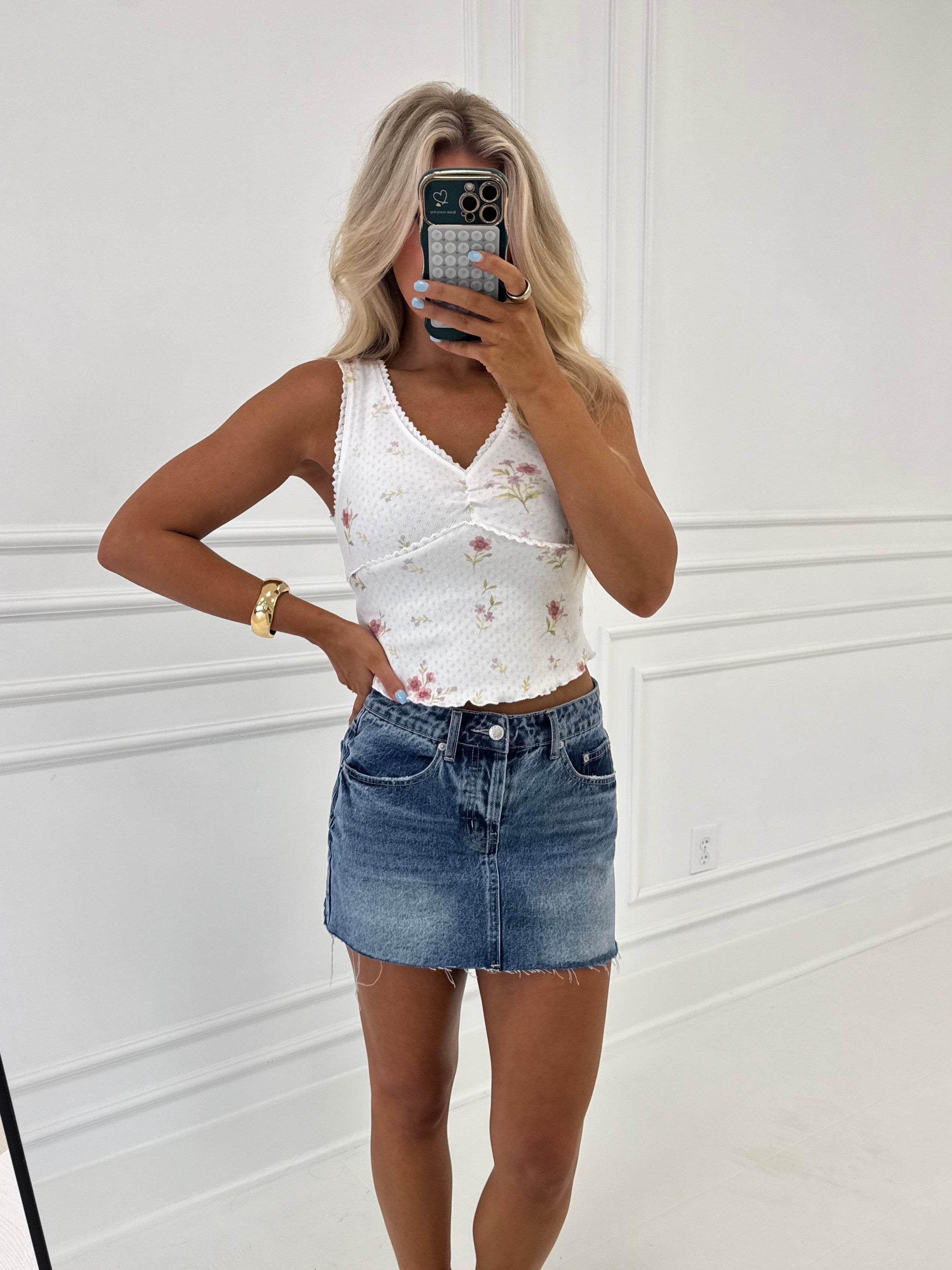 Annabelle Floral Lace Trim Top-Off White/Pink