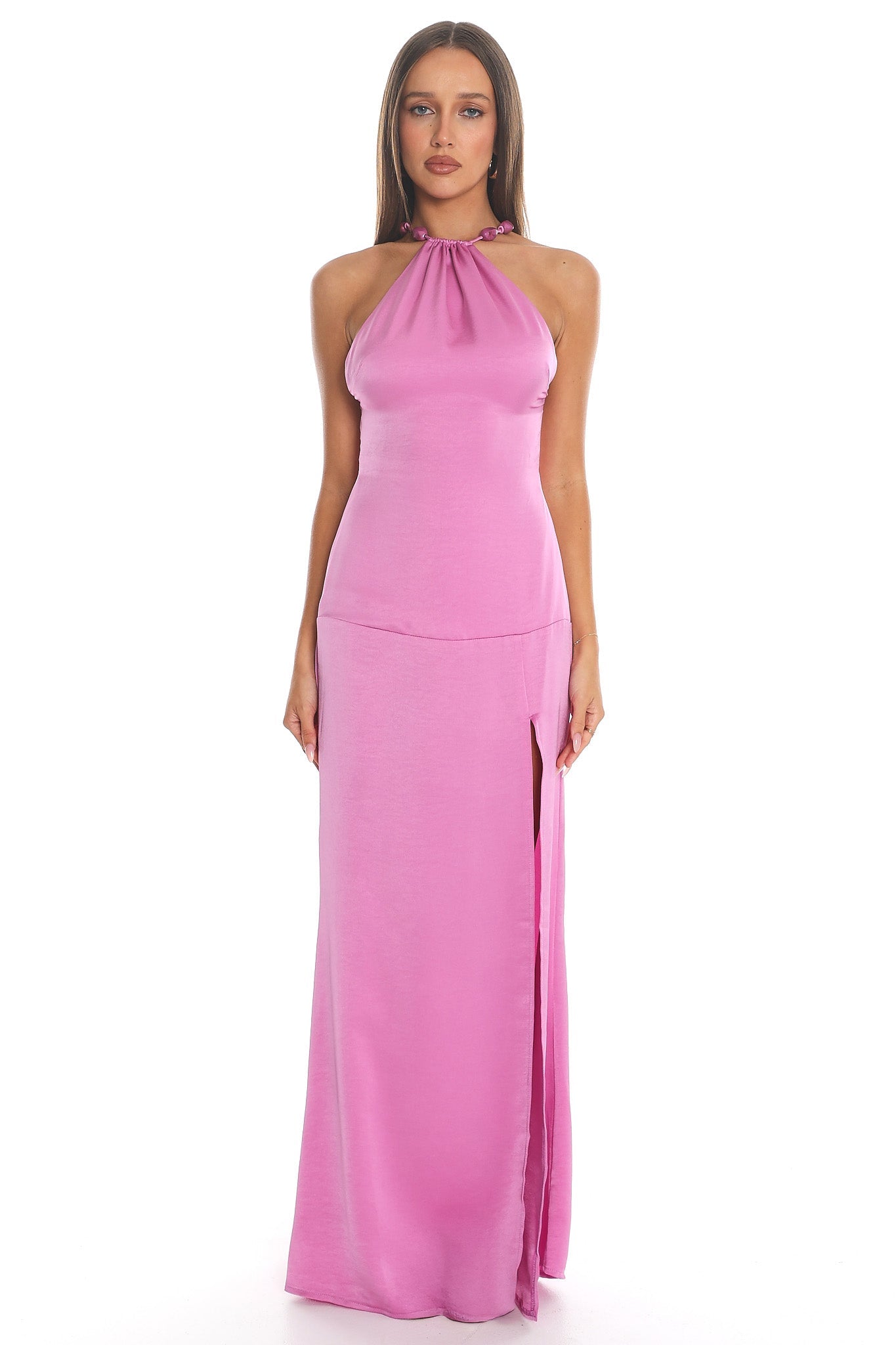 Shani Crisscross Tie-Back Slit Maxi Dress Mauve