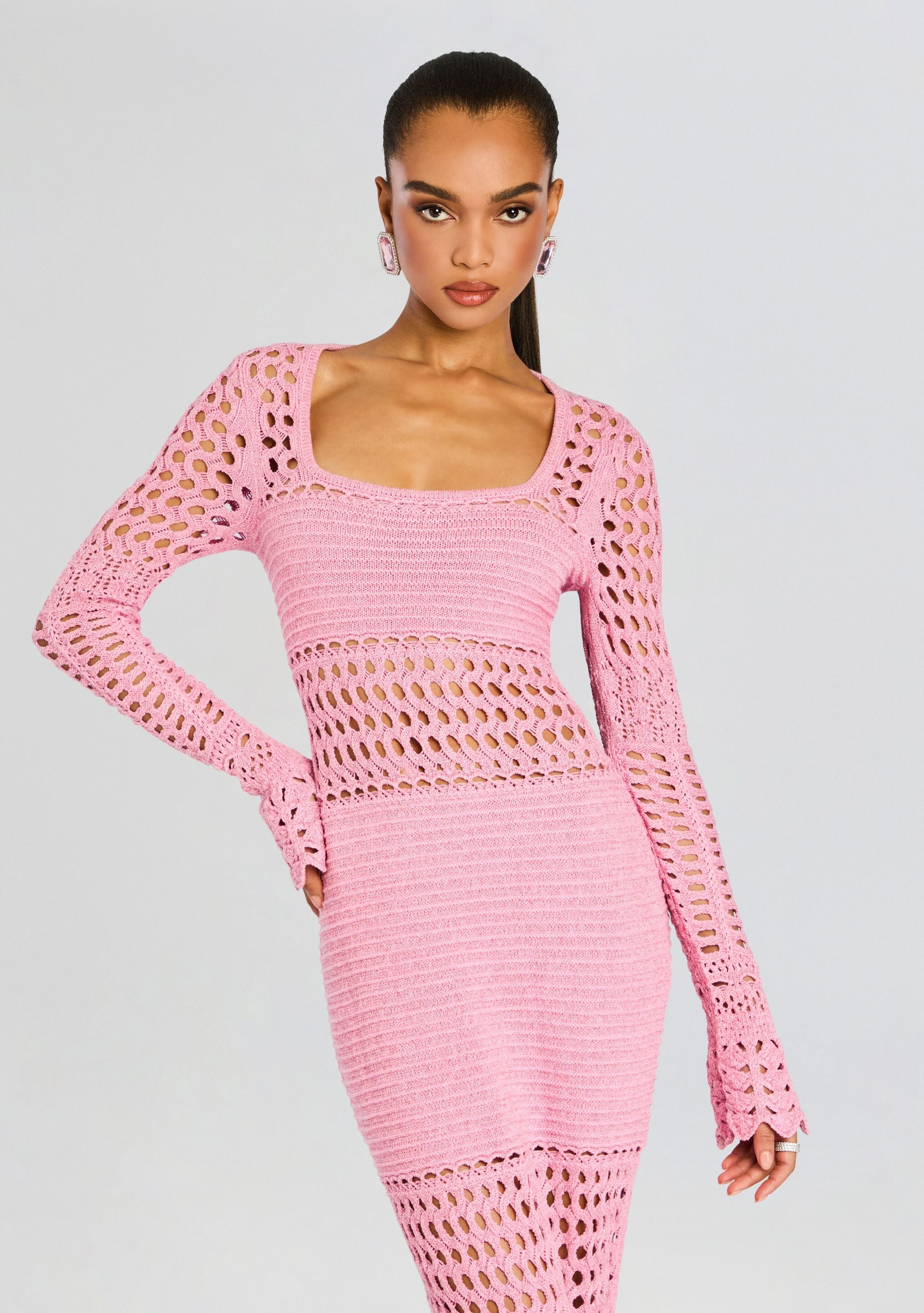 Airie Metallic Crochet Dress