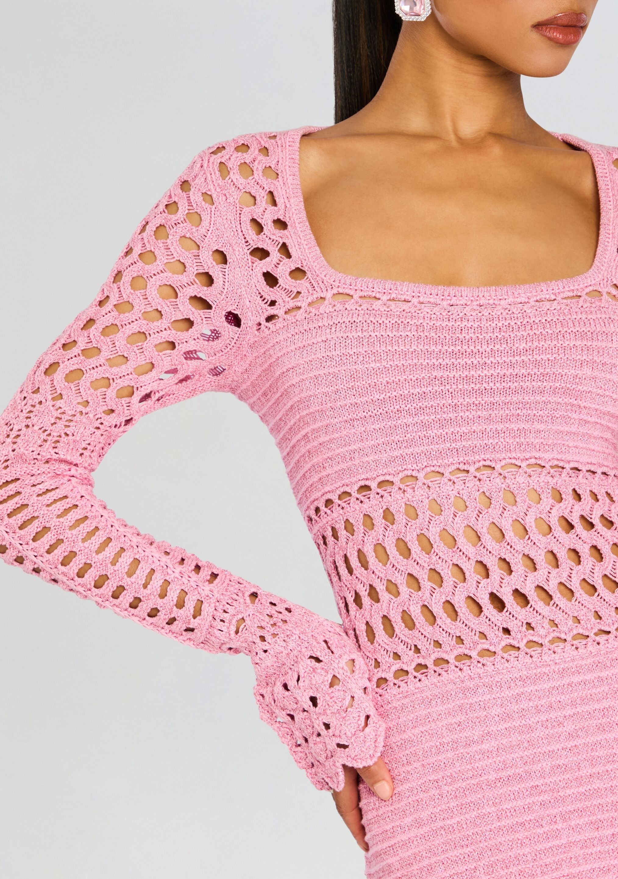 Airie Metallic Crochet Dress