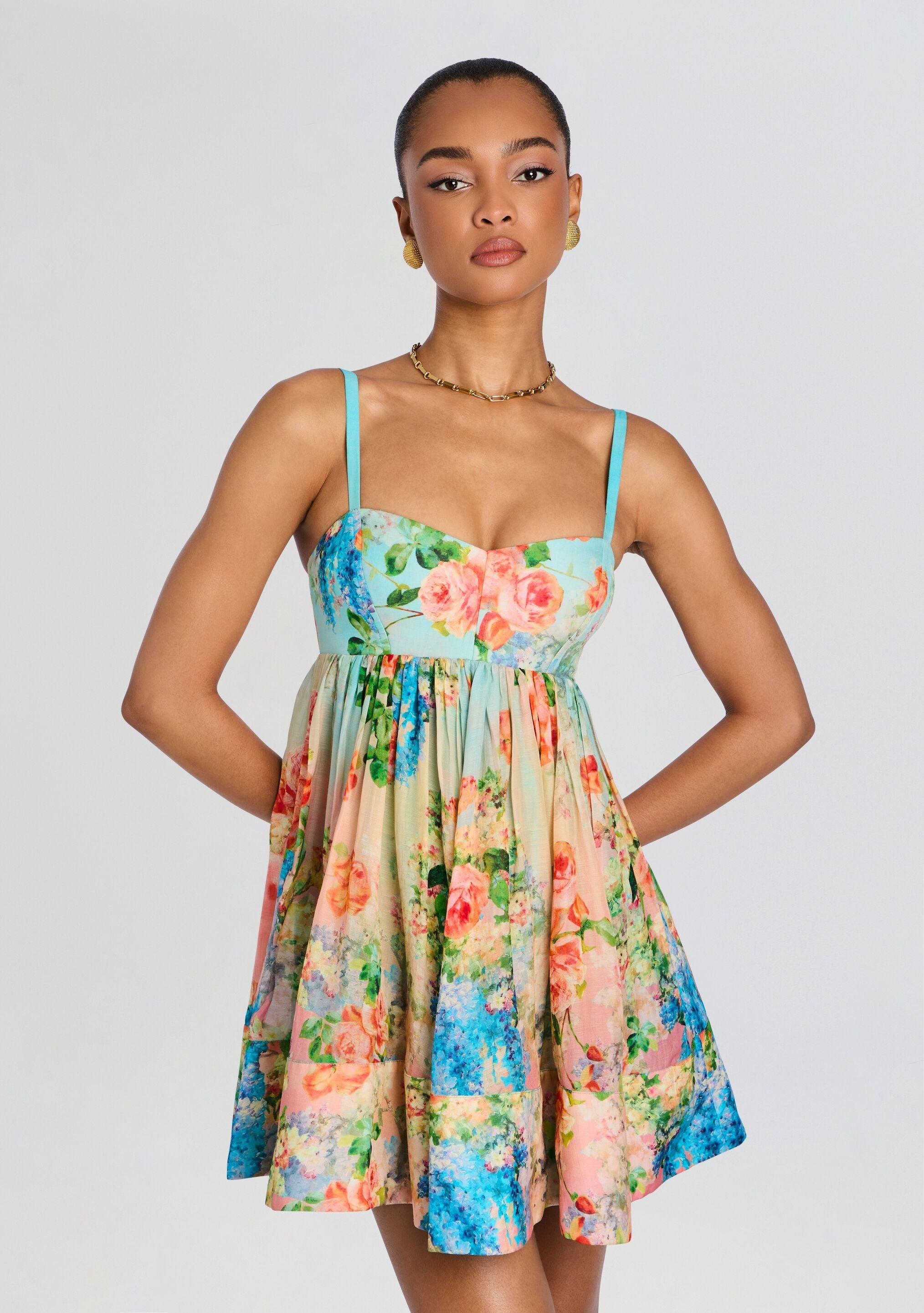 Aiba Short Dress With Quilted Yoke