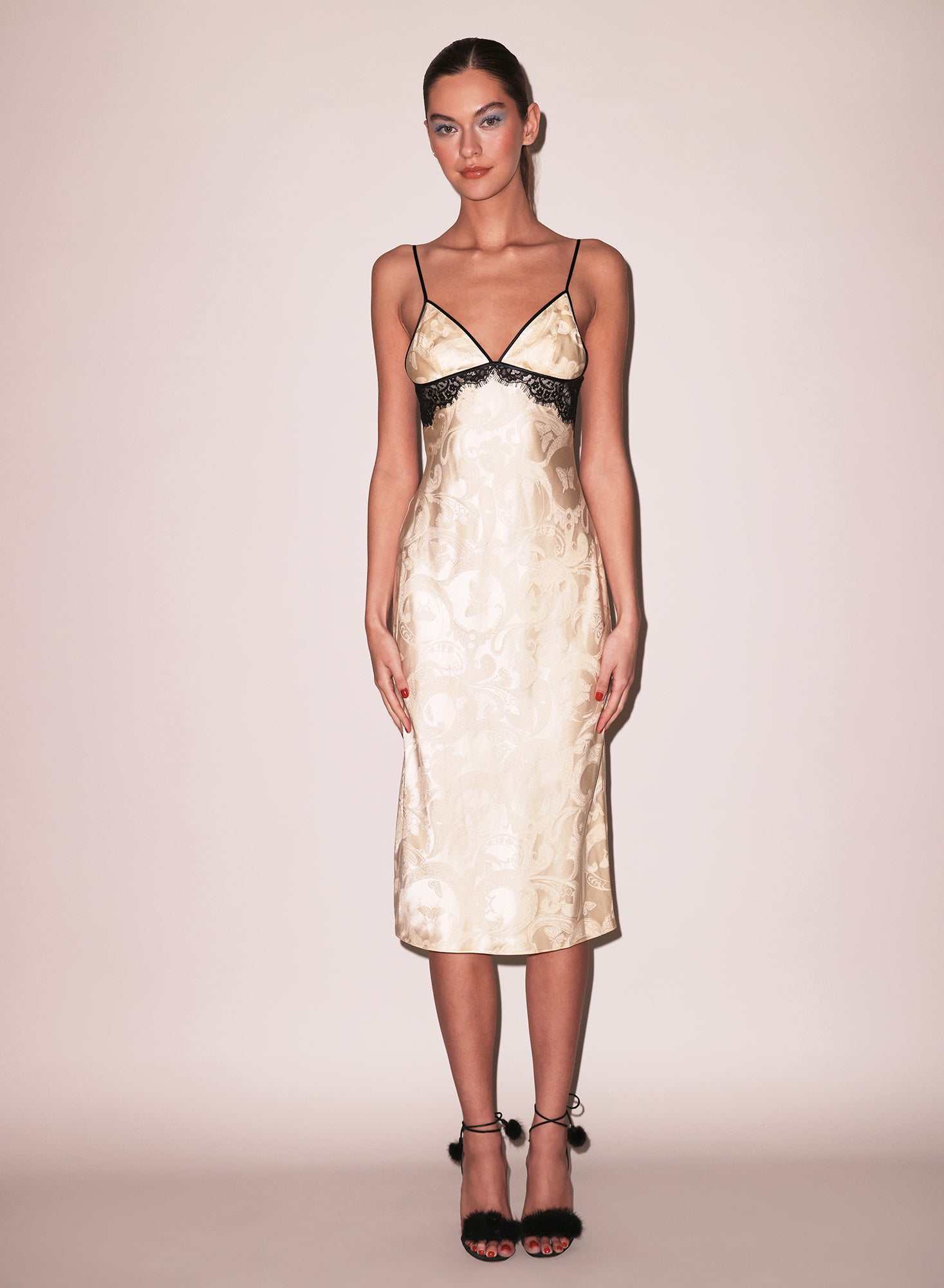 Butterfly Jacquard Slip Dress