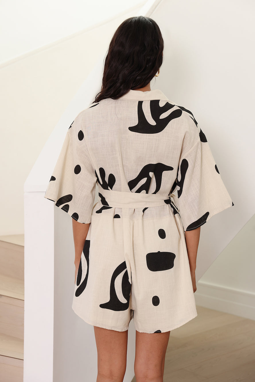 Wander Into Possibilities Romper Beige