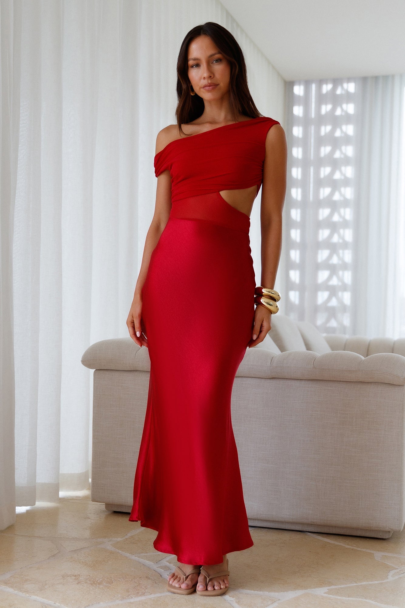 Dreamer's Path Off The Shoulder Maxi Dress Red
