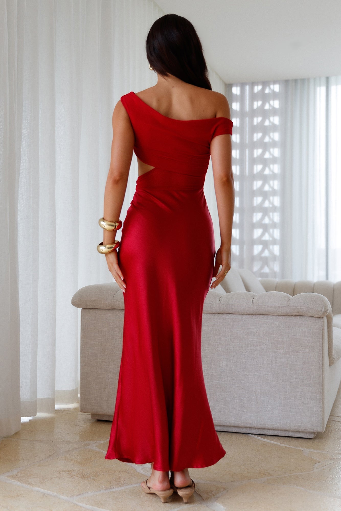 Dreamer's Path Off The Shoulder Maxi Dress Red
