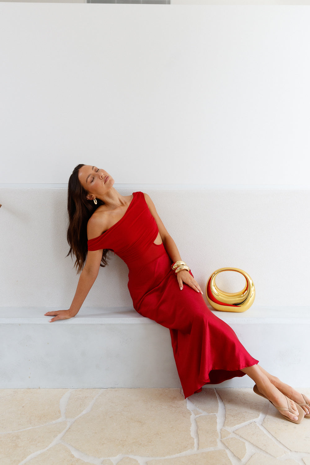Dreamer's Path Off The Shoulder Maxi Dress Red