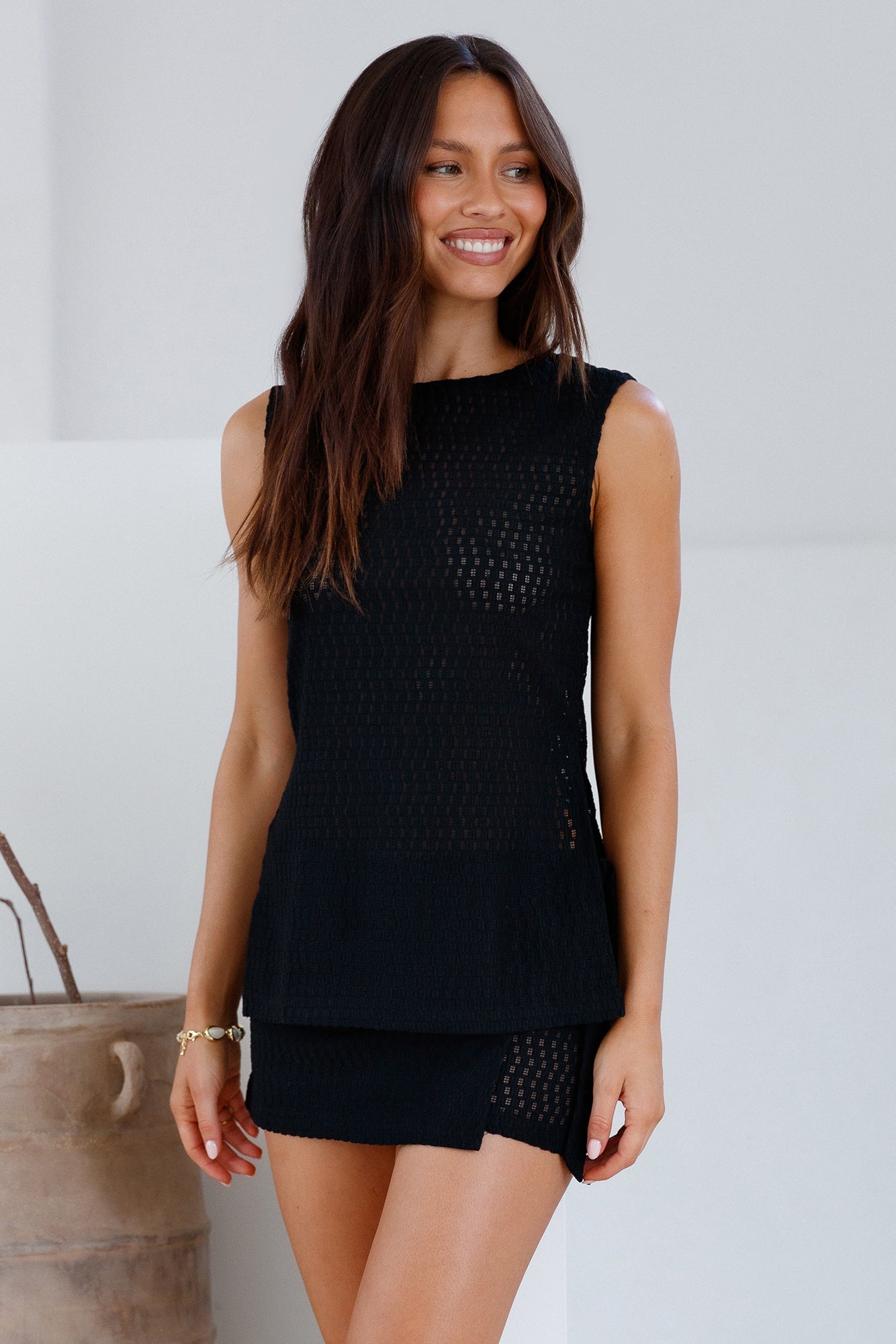 Enamoured Vest Top Black