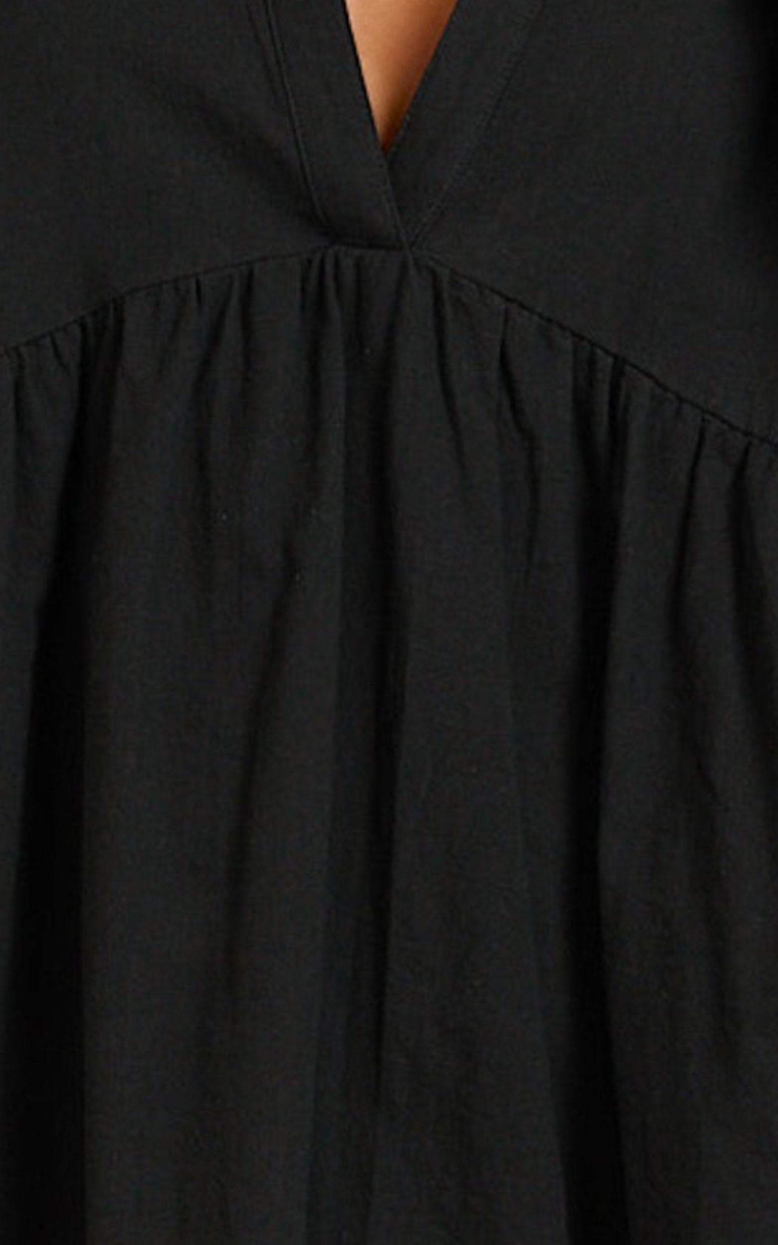 Calissa Mini Dress - Frill Hem Smock Dress in Black