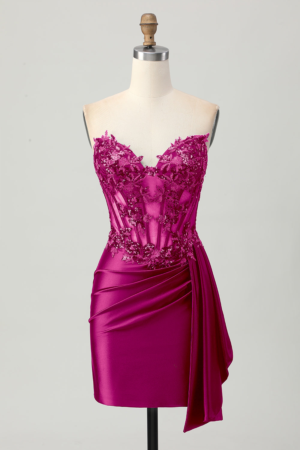 Sparkly Burgundy Corset Tight Short Homecoming Dress with Sequins