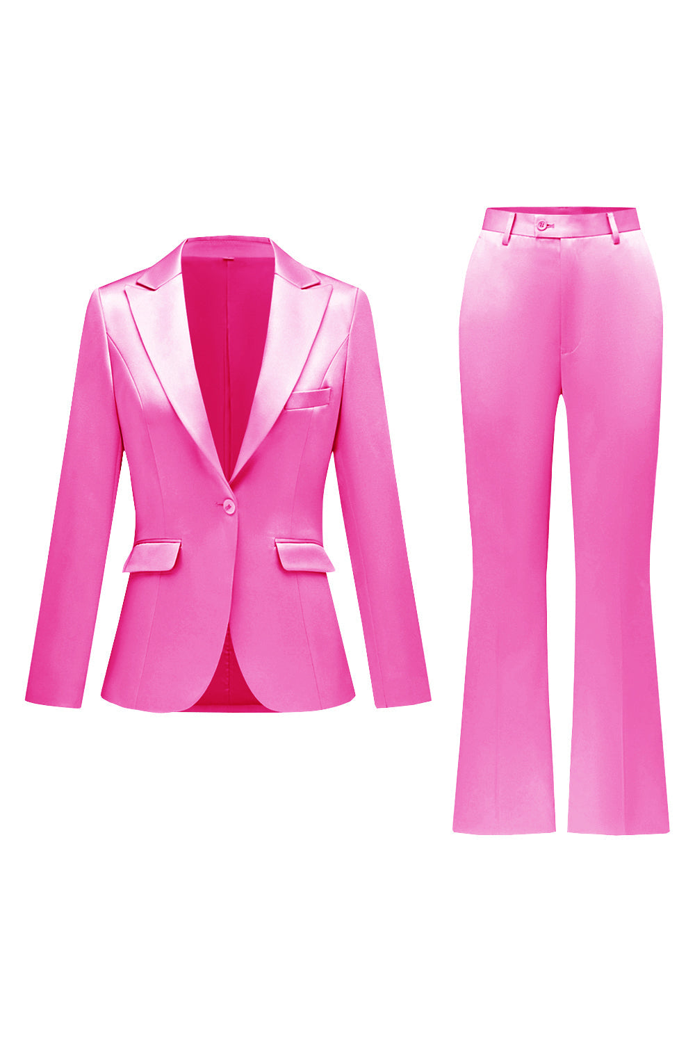 Grey Pink 2 Pieces Notched Lapel Long Sleeves Women Suits