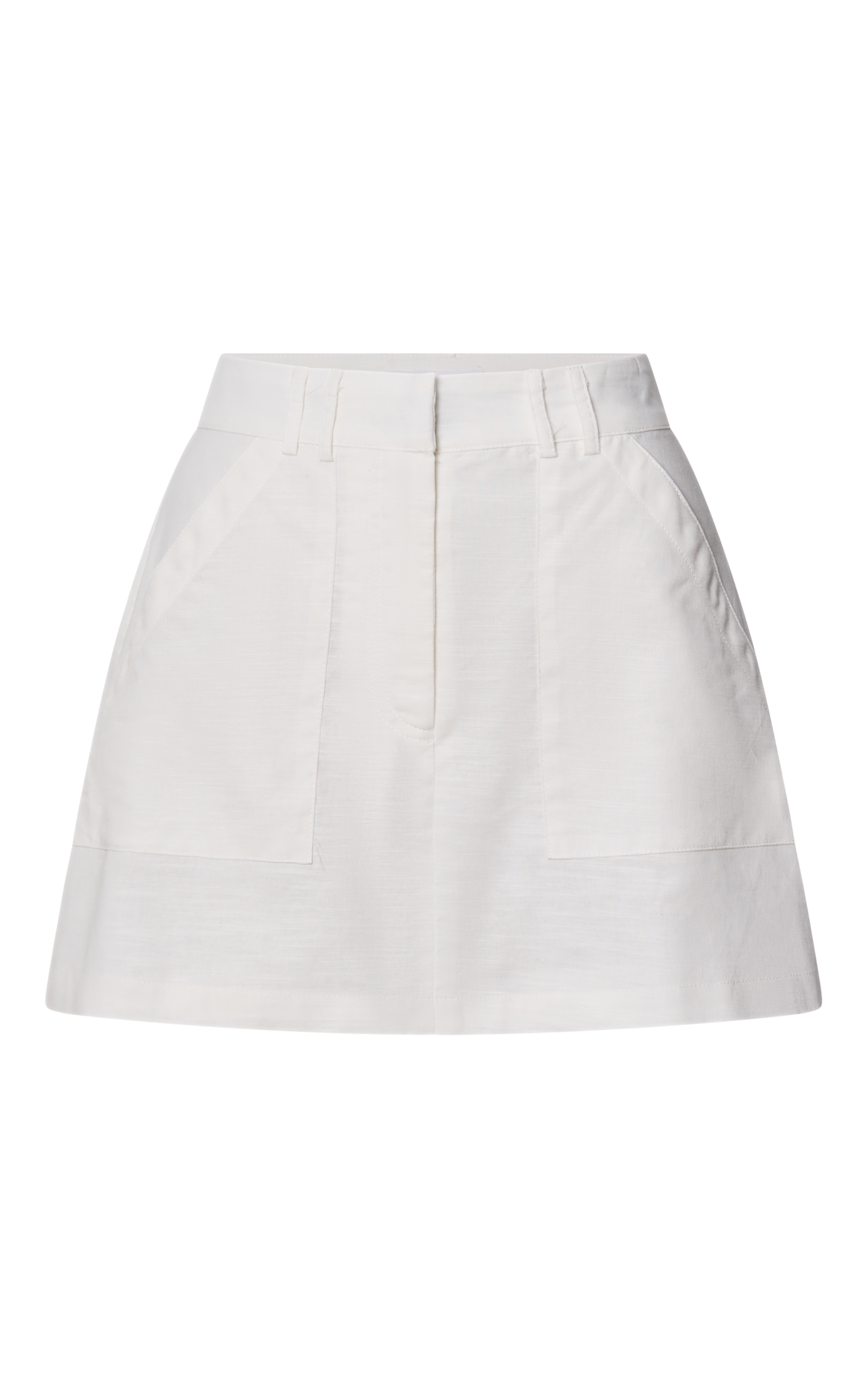 Dream Linen Blend Skort - High Waisted A Line Skort in Off White