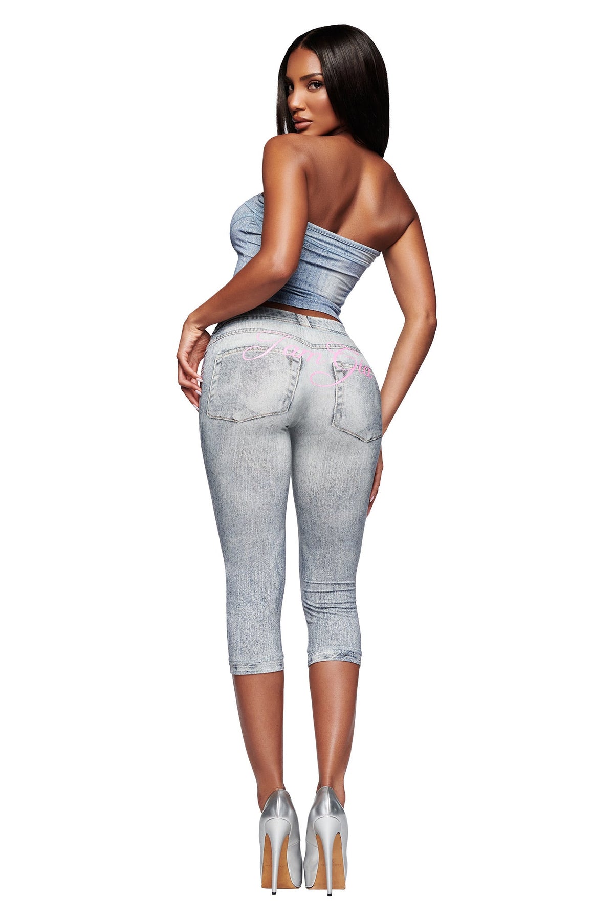 BLARE BOOB TUBE - DENIM TROMPE L'OEIL