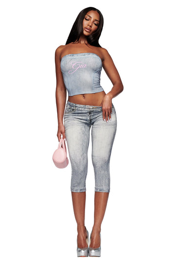 BLARE BOOB TUBE - DENIM TROMPE L'OEIL