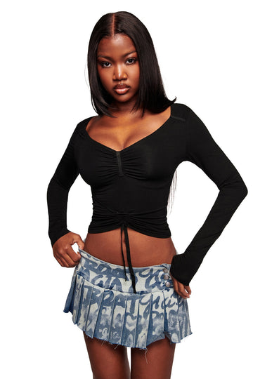 ASHA LONG SLEEVE TOP - BLACK