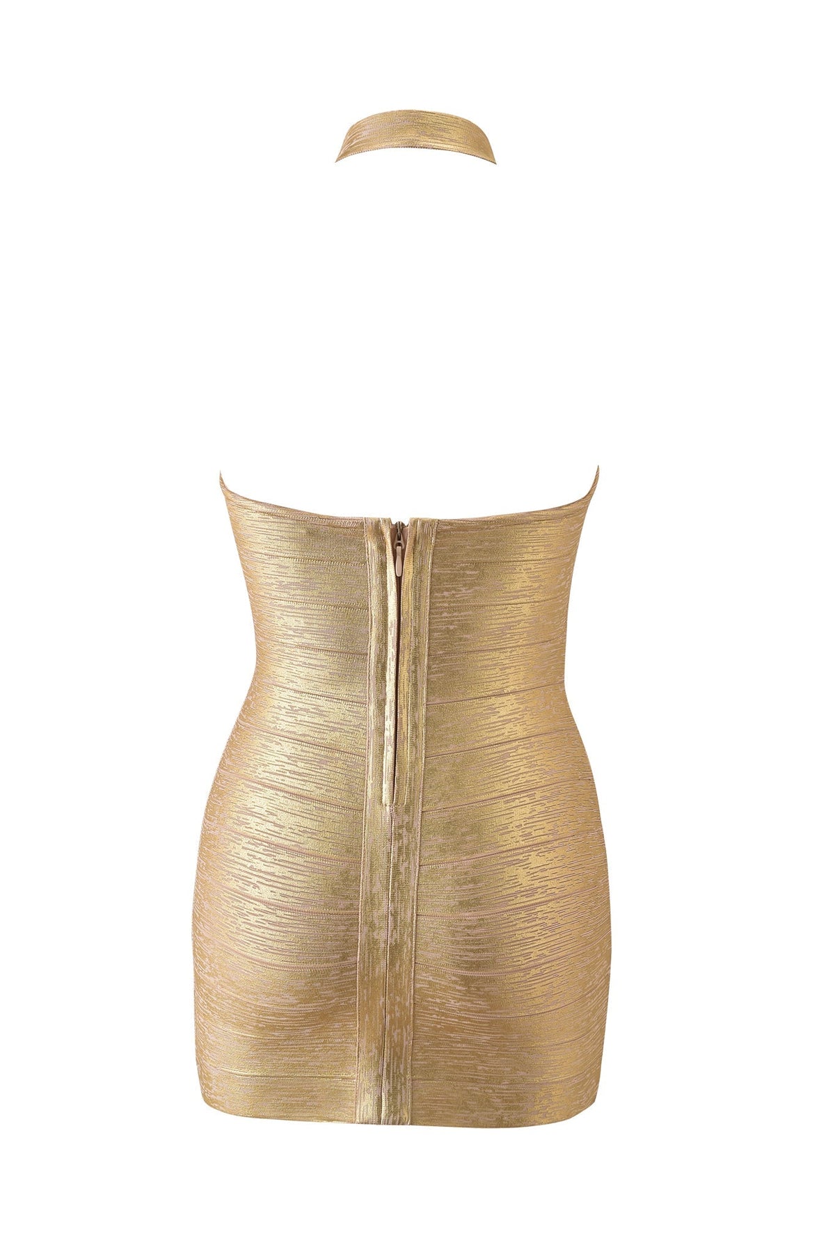 AIDEN PLATINUM BANDAGE MINI DRESS - GOLD