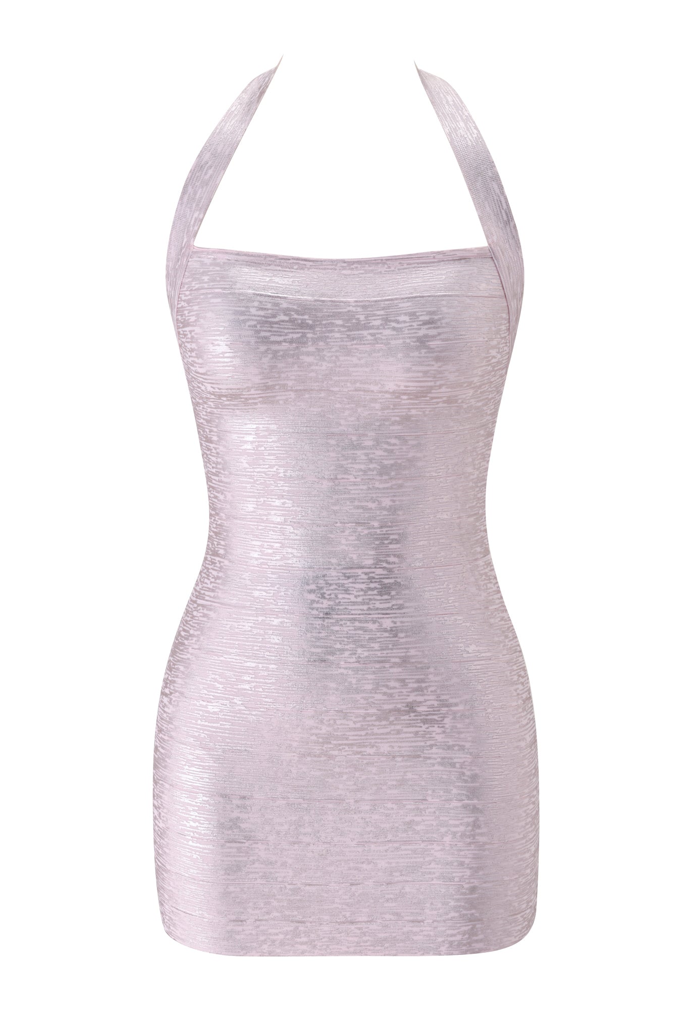 AIDEN PLATINUM BANDAGE MINI DRESS - PINK PEARL