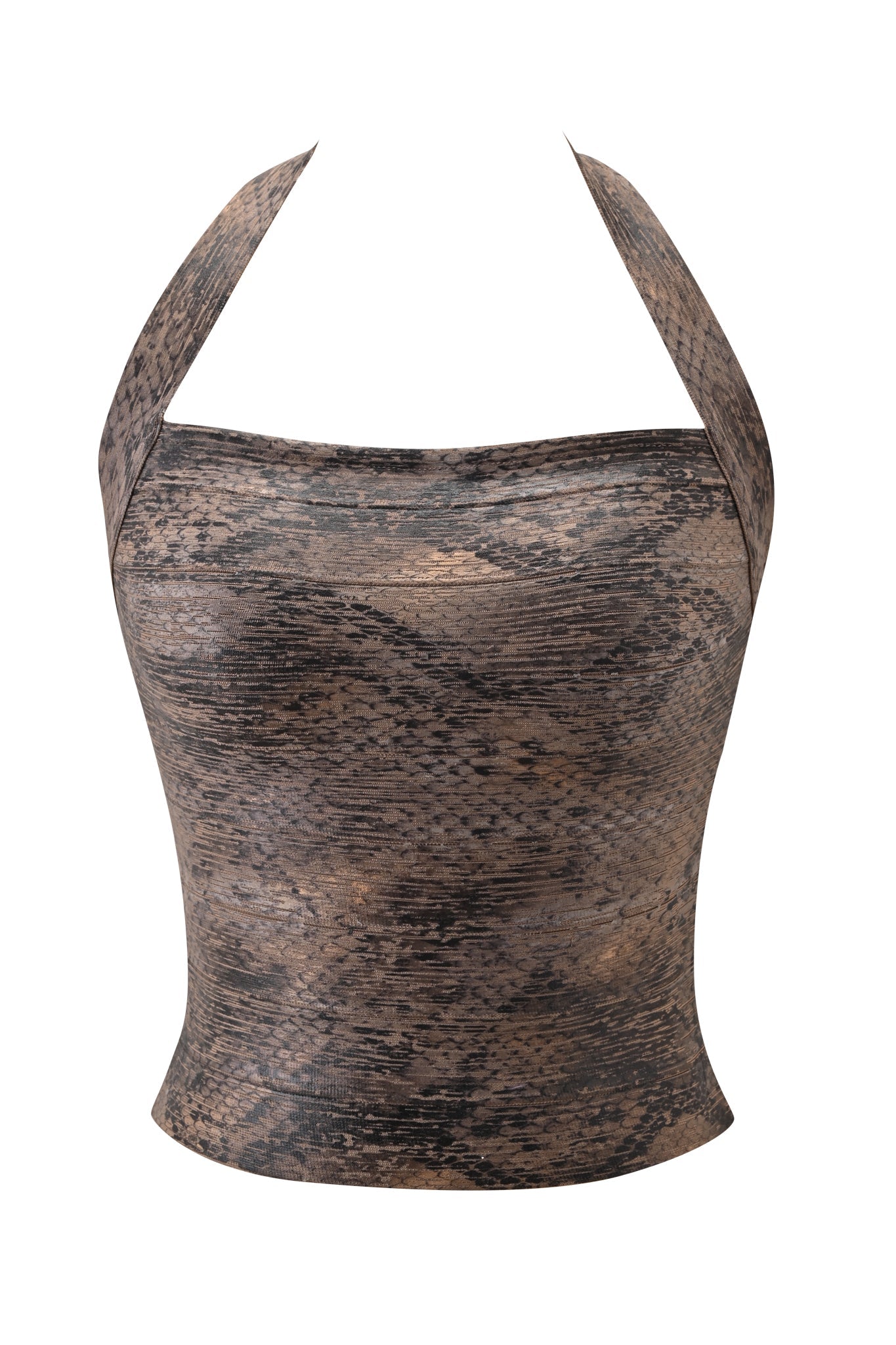 AIDEN PLATINUM BANDAGE TOP - BRONZE PYTHON