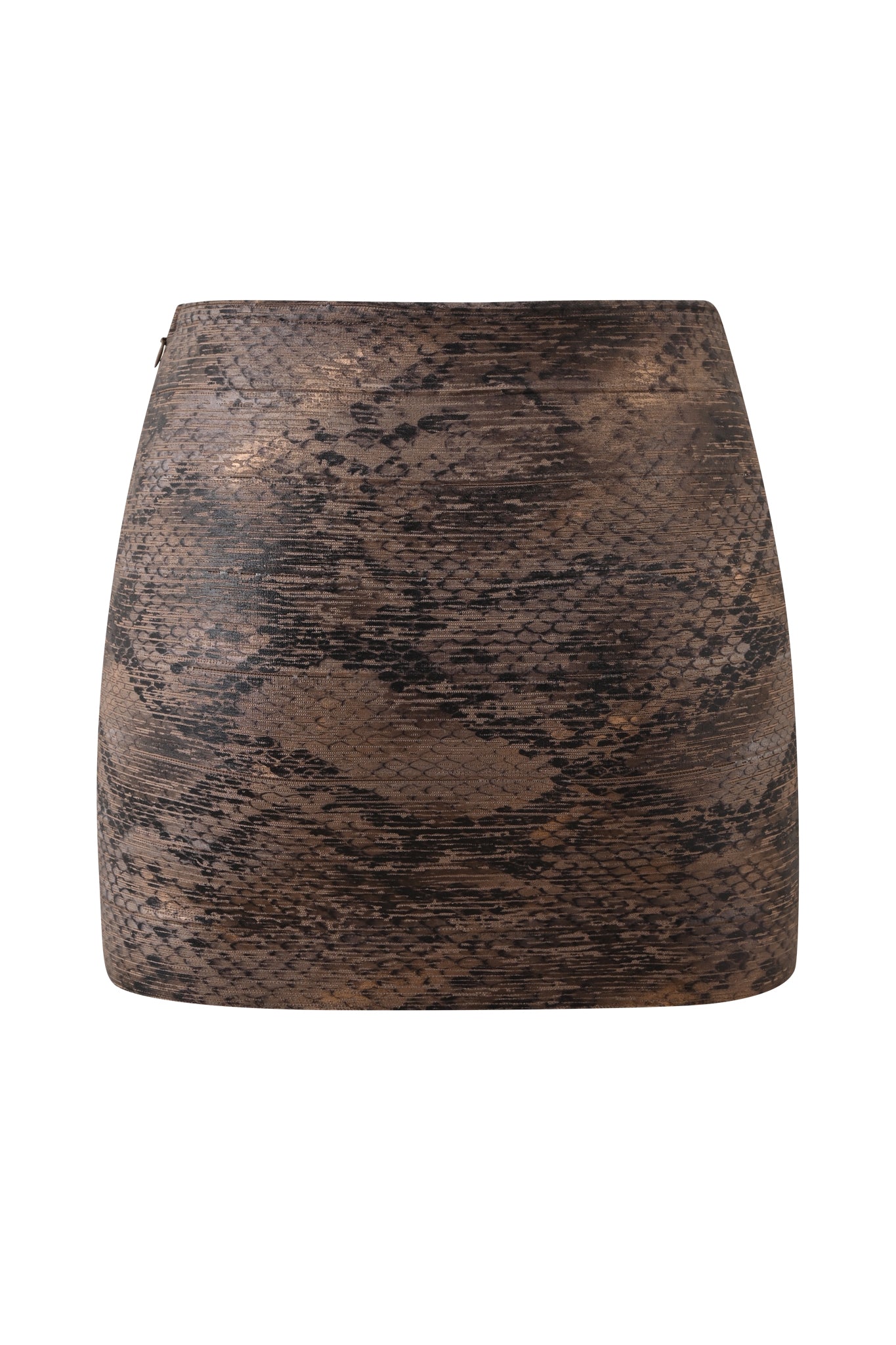 AIDEN PLATINUM BANDAGE MINI SKIRT - BRONZE PYTHON