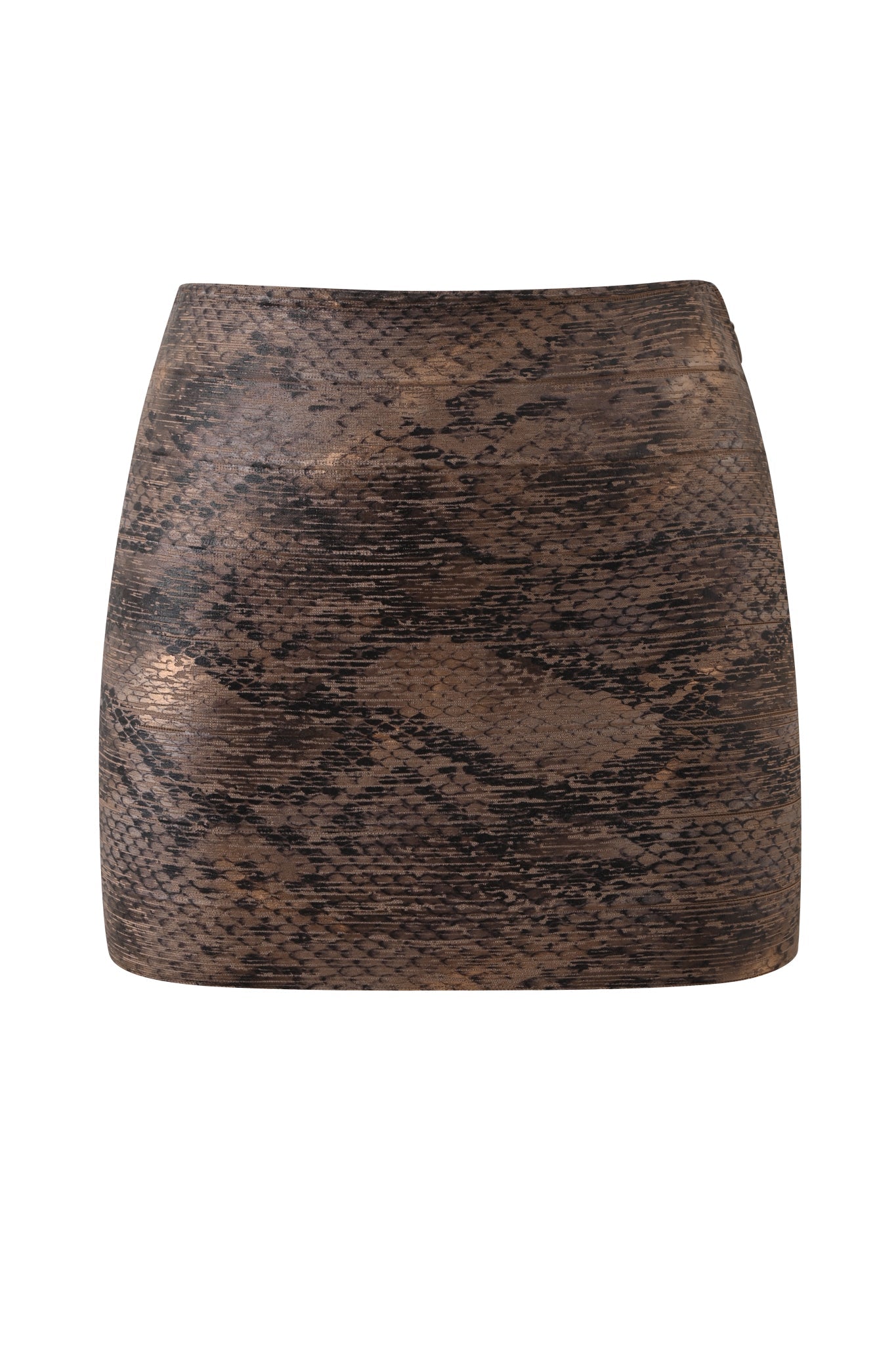 AIDEN PLATINUM BANDAGE MINI SKIRT - BRONZE PYTHON