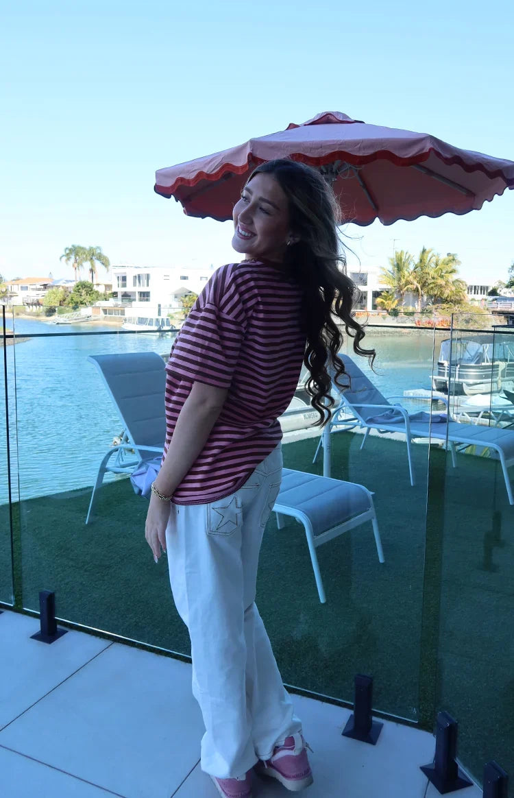 Alba Pink Stripe Oversized Tee