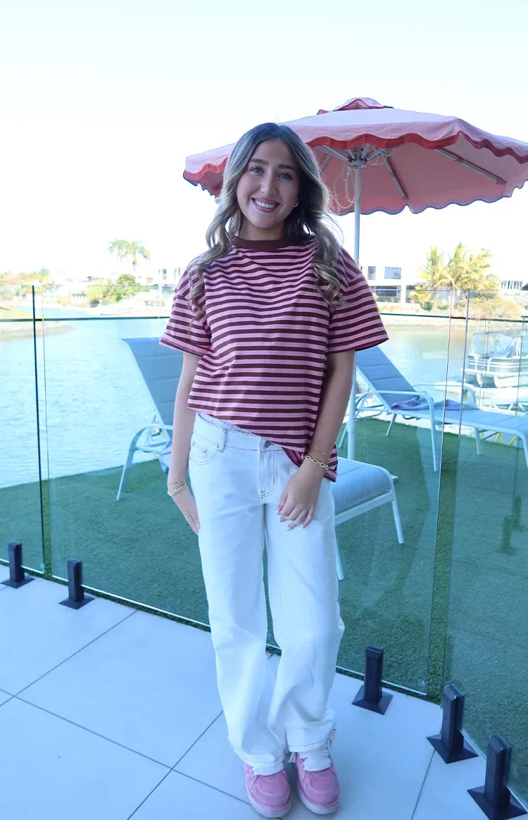 Alba Pink Stripe Oversized Tee