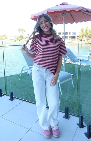 Alba Pink Stripe Oversized Tee