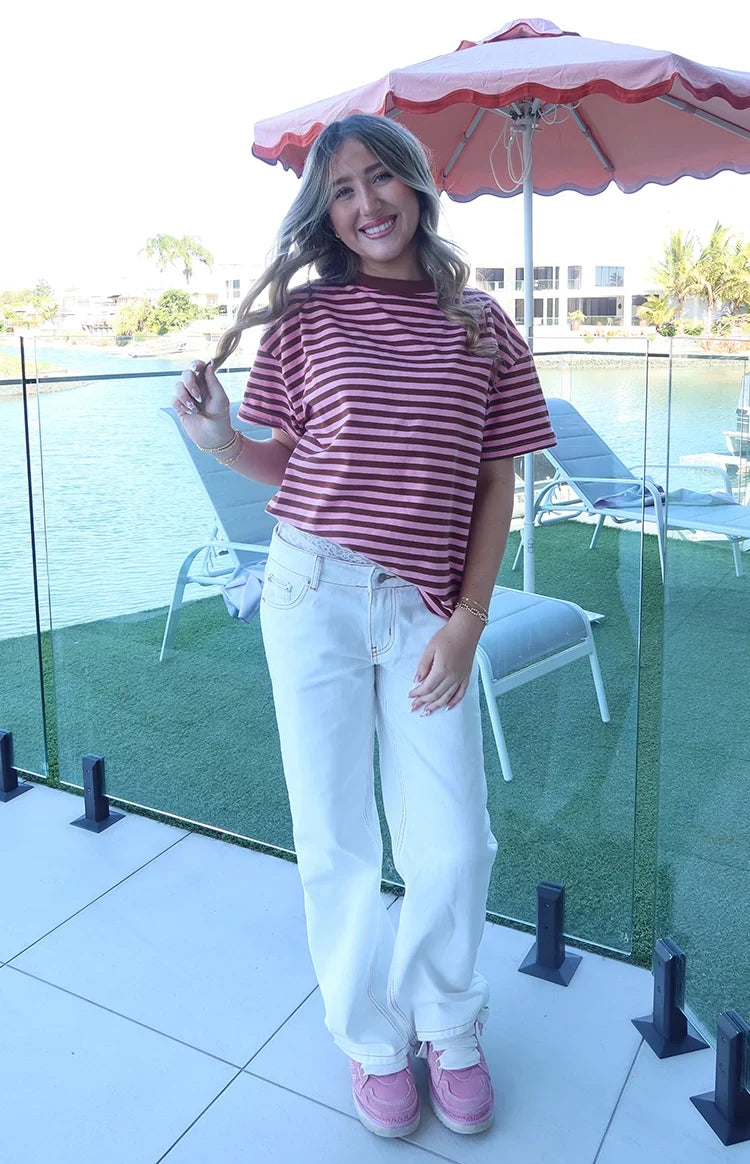 Alba Pink Stripe Oversized Tee