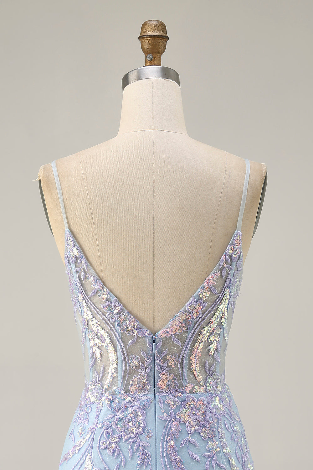 Sparkly Blue Corset Spaghetti Straps Lace Short Homecoming Dress