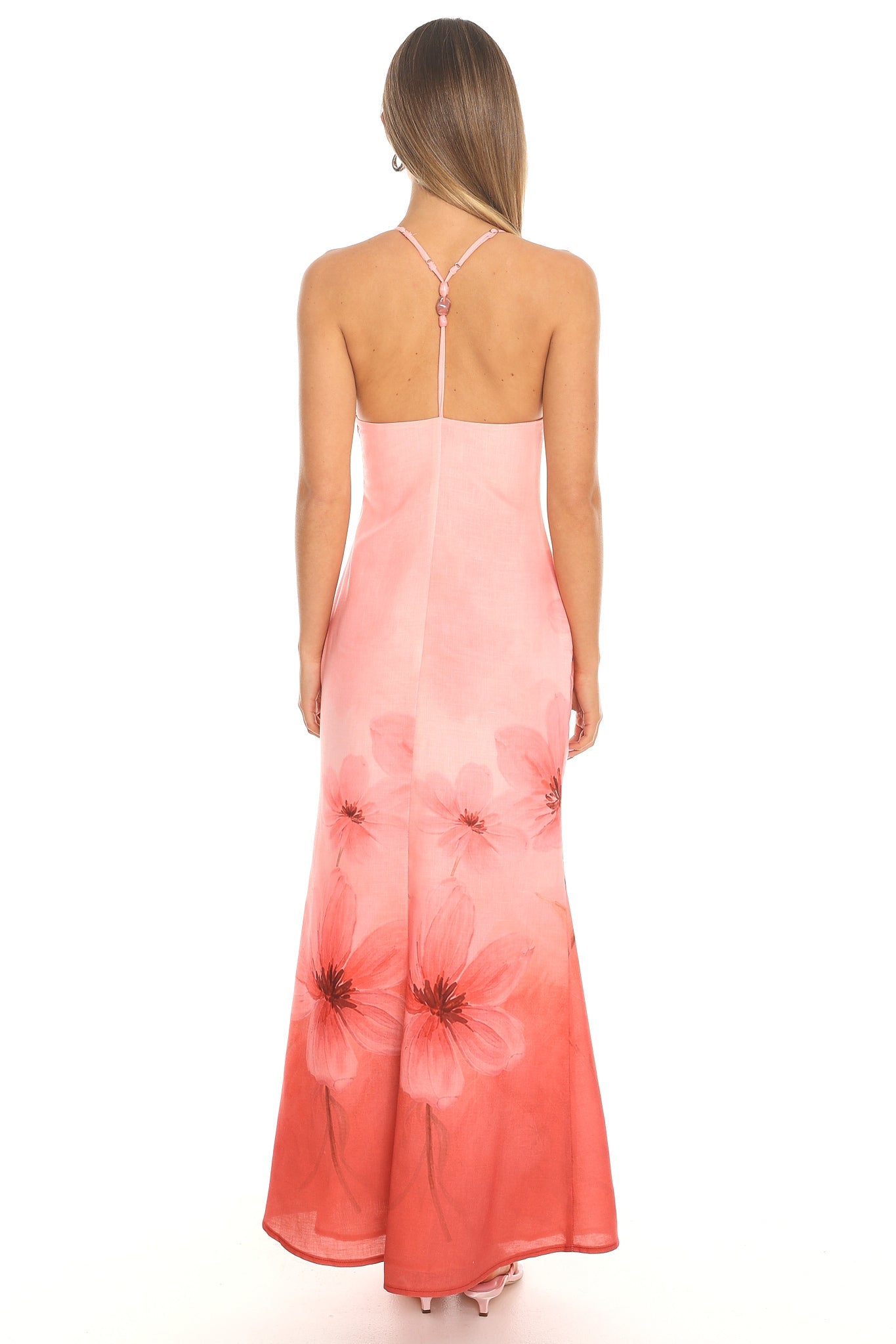Mariella Ombre Floral Halter Maxi Dress - Pink