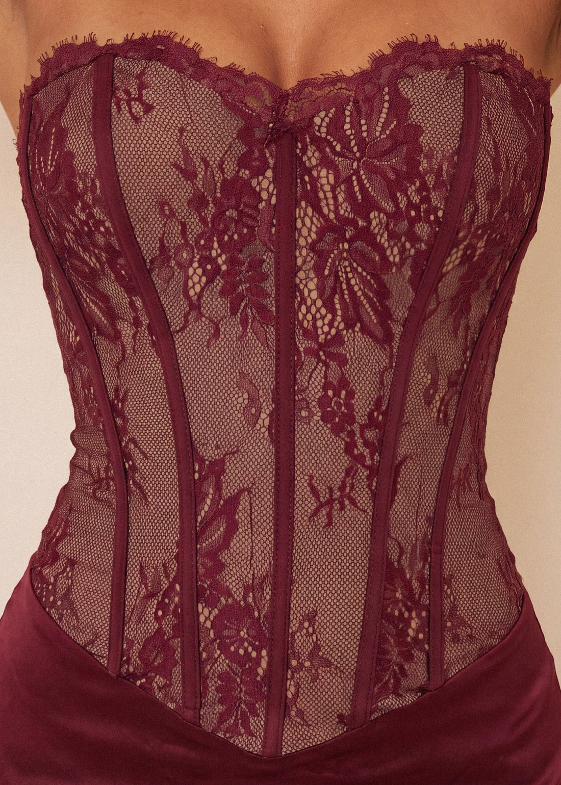 Hidden Romance Corset Maxi Dress - Wine