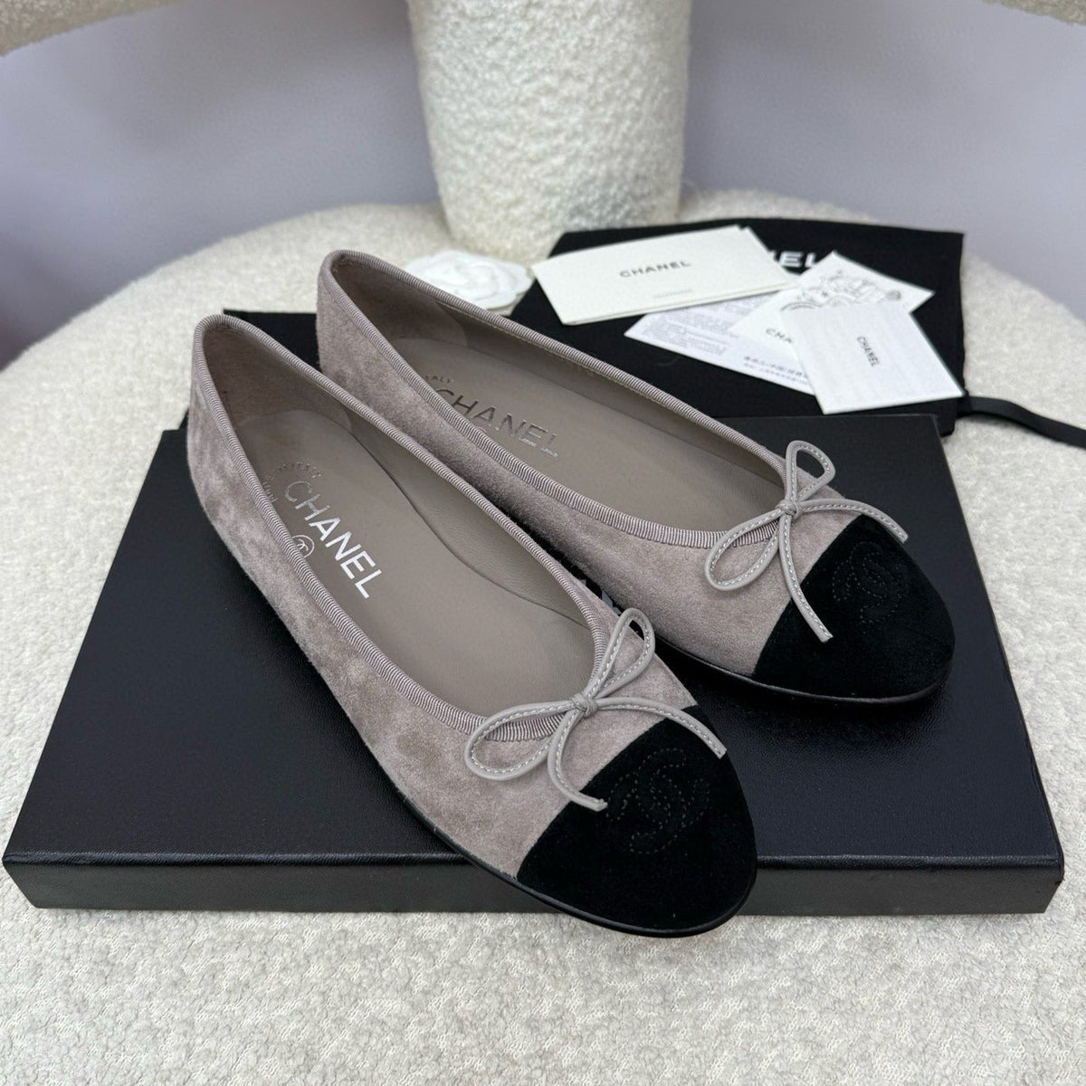 CC 25A Ballet Flat Dark Grey Black Suede