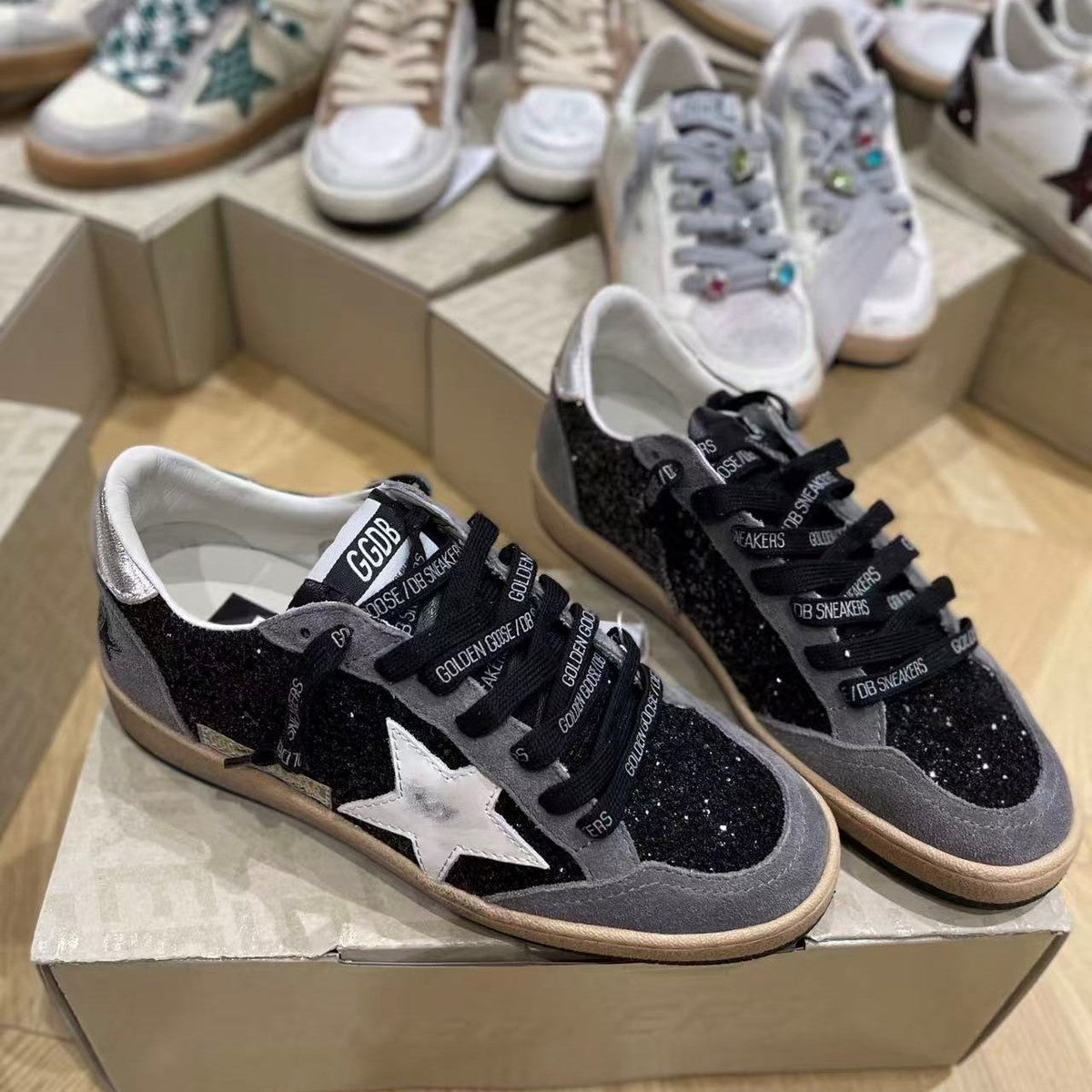 Golden Goose 2026 Ball Star Sneaker Black Grey Glitter Suede