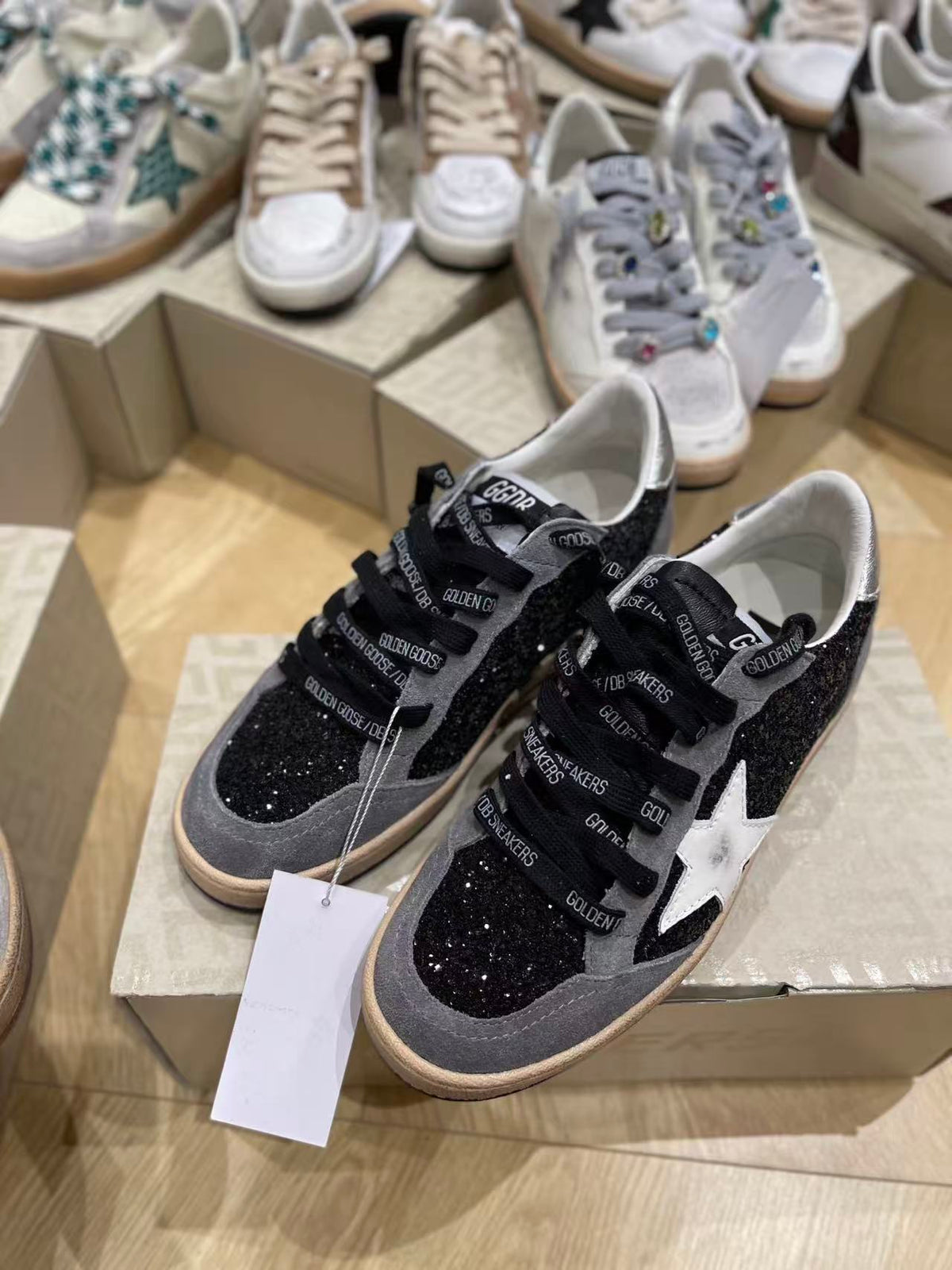 Golden Goose 2026 Ball Star Sneaker Black Grey Glitter Suede