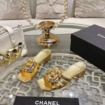 CC Camellia Slip-On Mules Gold Sheepskin