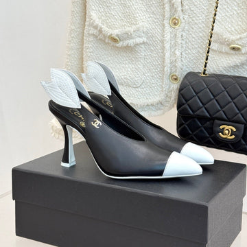CC Métiers d'art 2026 Slingbacks 9.5cm Black White Lambskin