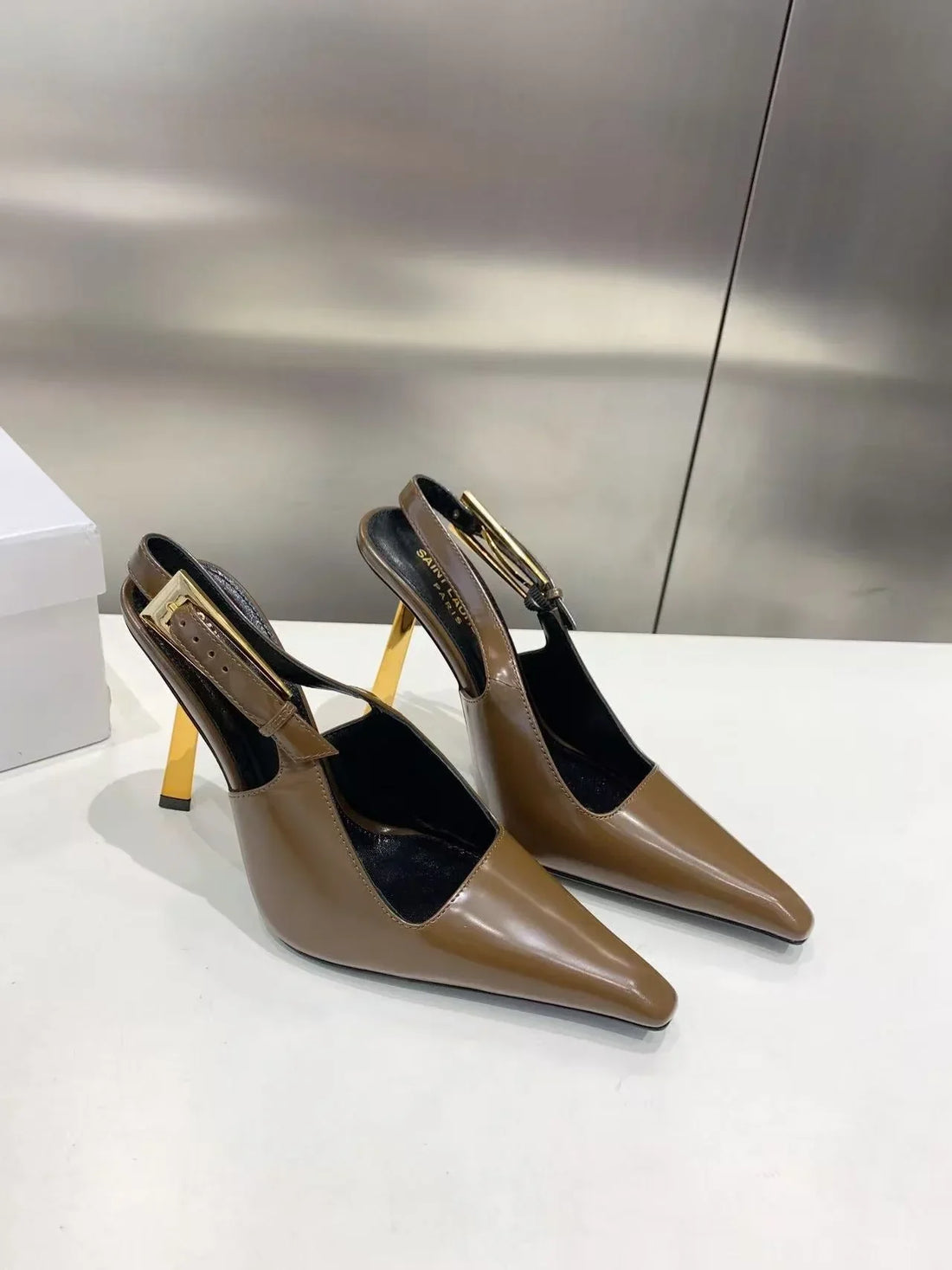 YSL 2026 Lee High-heeled Slingback 10.5cm Leather