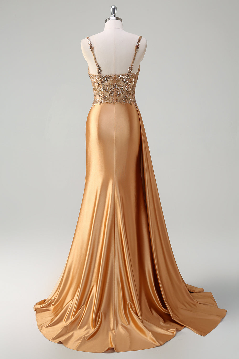 Sparkly Dark Green Mermaid Corset Satin Side Cape Prom Dress with Slit