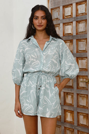 Free As A Bird Romper Sage
