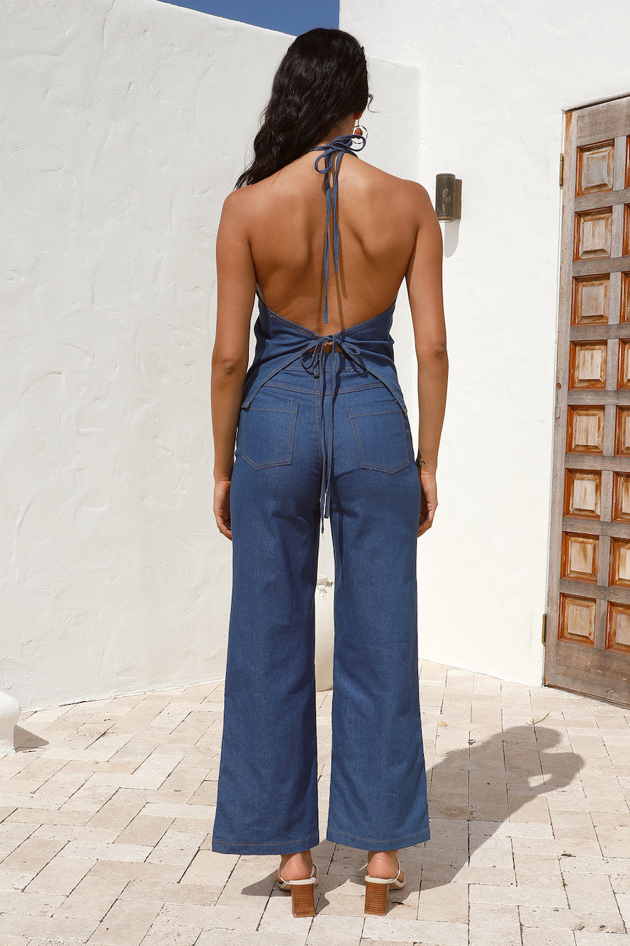 Dirt Bike Halter Top Denim