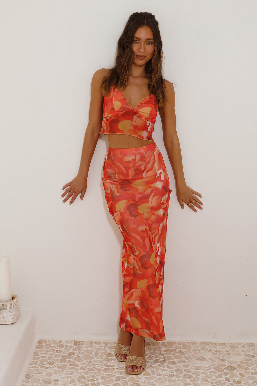 Waiting On You Maxi Skirt Orange