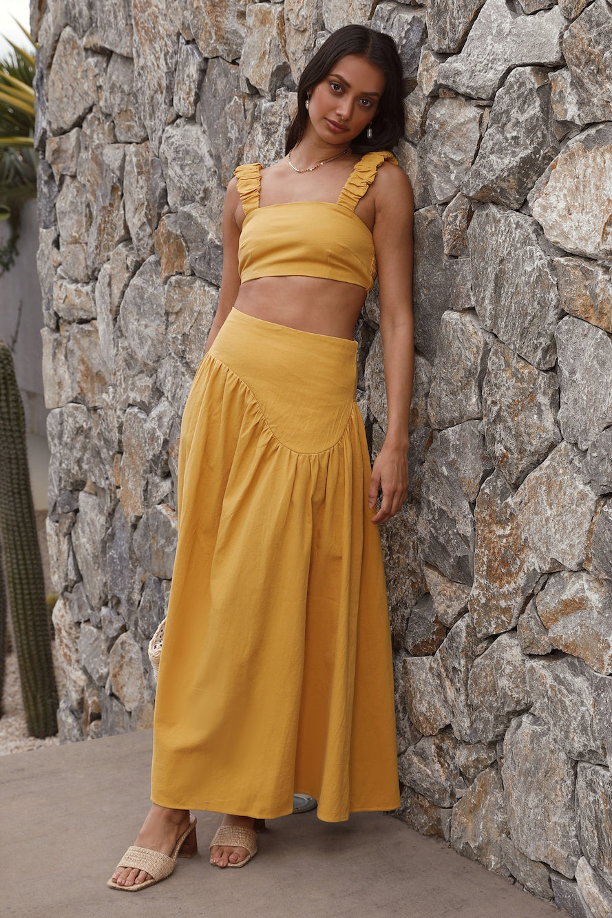 Mango Trees Crop Top Mustard