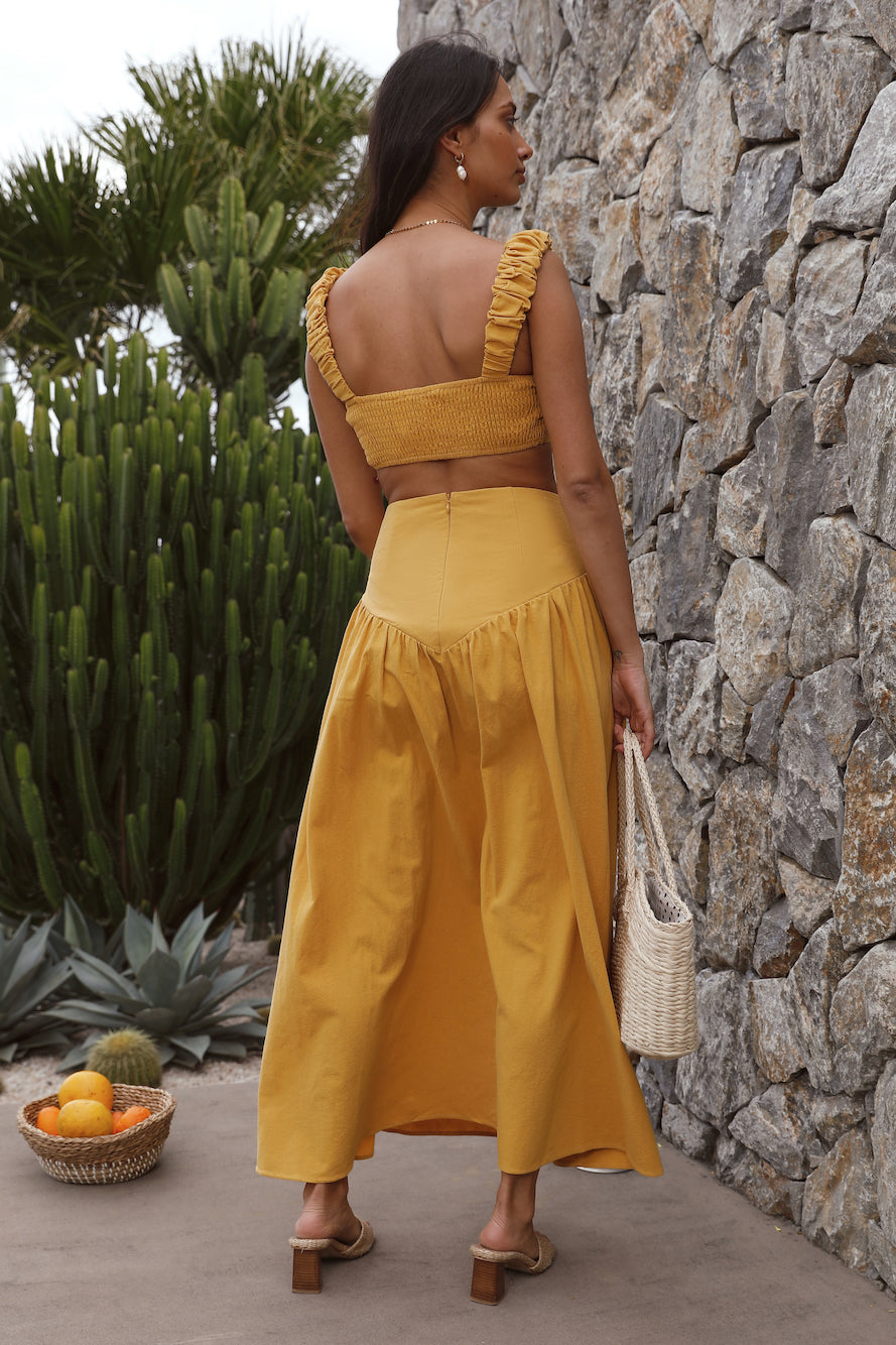 Mango Trees Crop Top Mustard