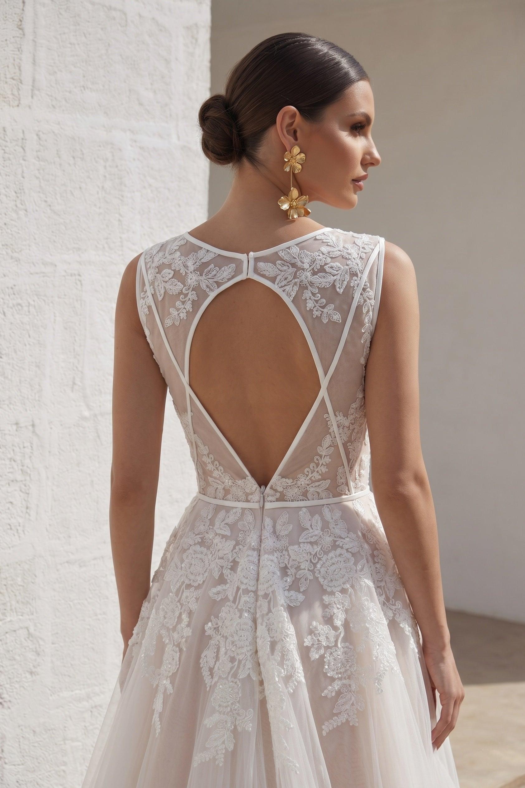 A-Line Court Train Tulle and Lace Wedding Dress LD3932