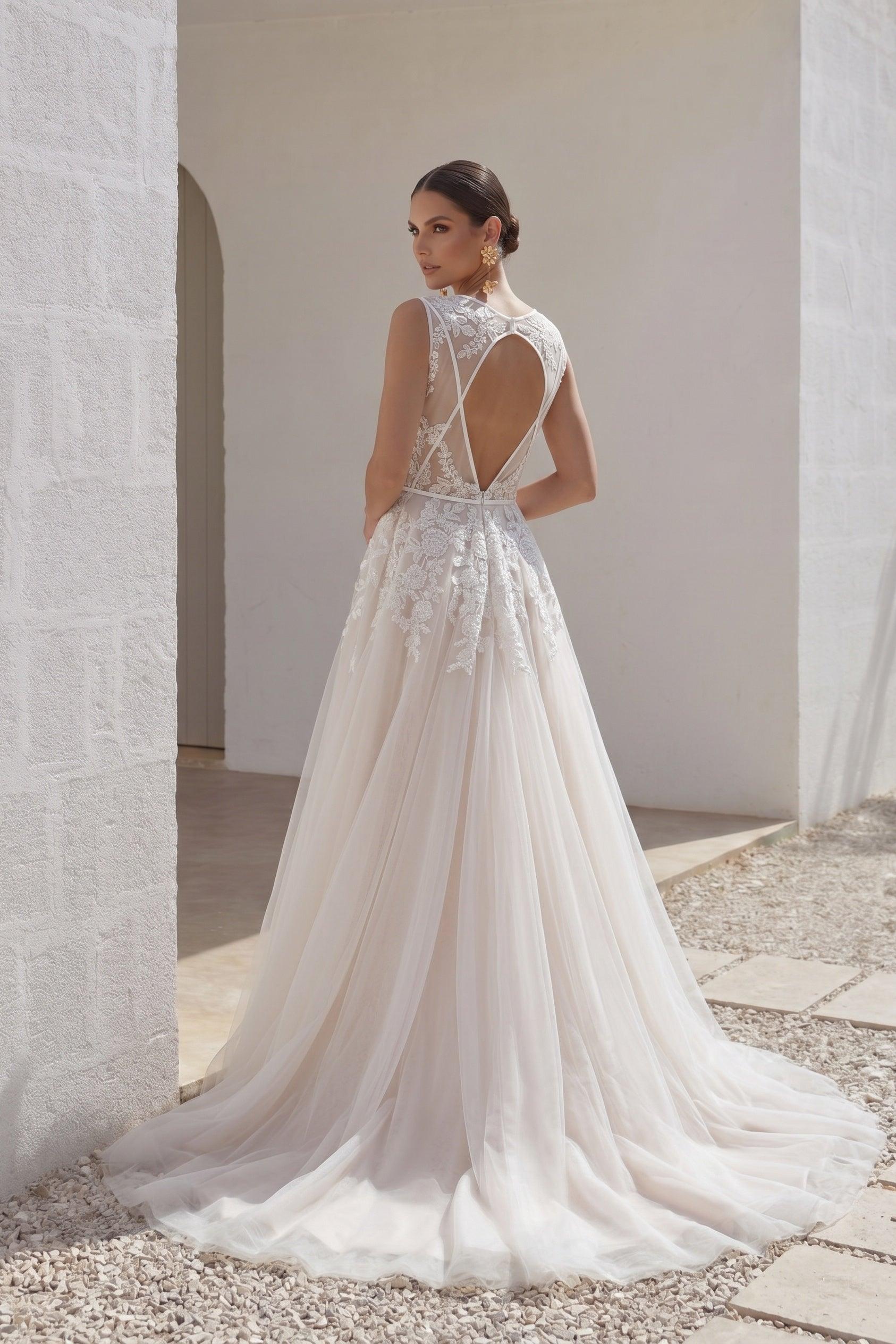 A-Line Court Train Tulle and Lace Wedding Dress LD3932