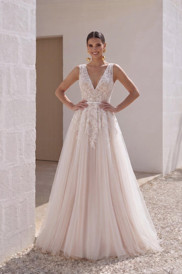 A-Line Court Train Tulle and Lace Wedding Dress LD3932